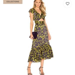 A.L.C. Yellow and Black Midi Dress